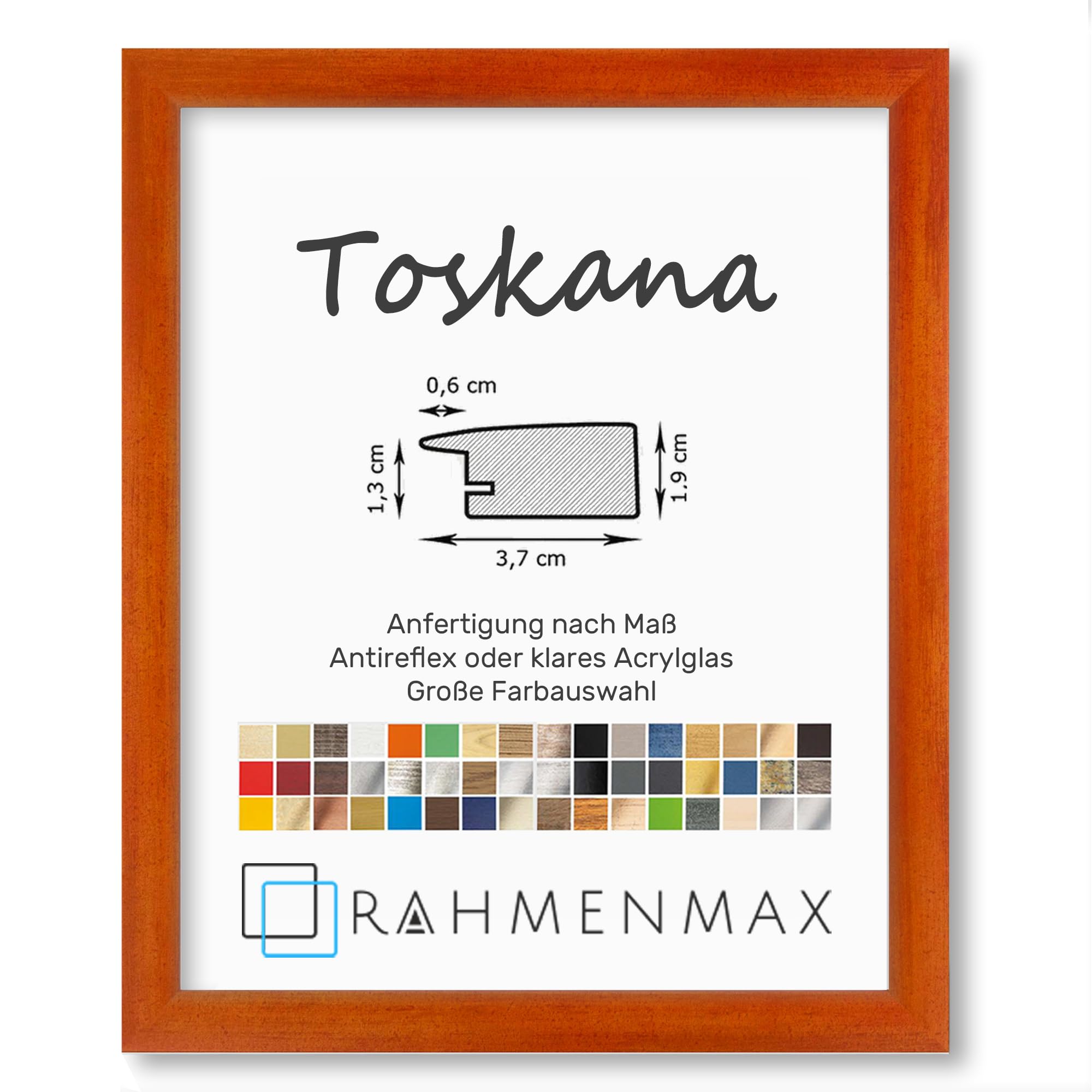 Cadre photo haut de gamme 71 x 93 cm RahmenMax Toscane en MDF orange
