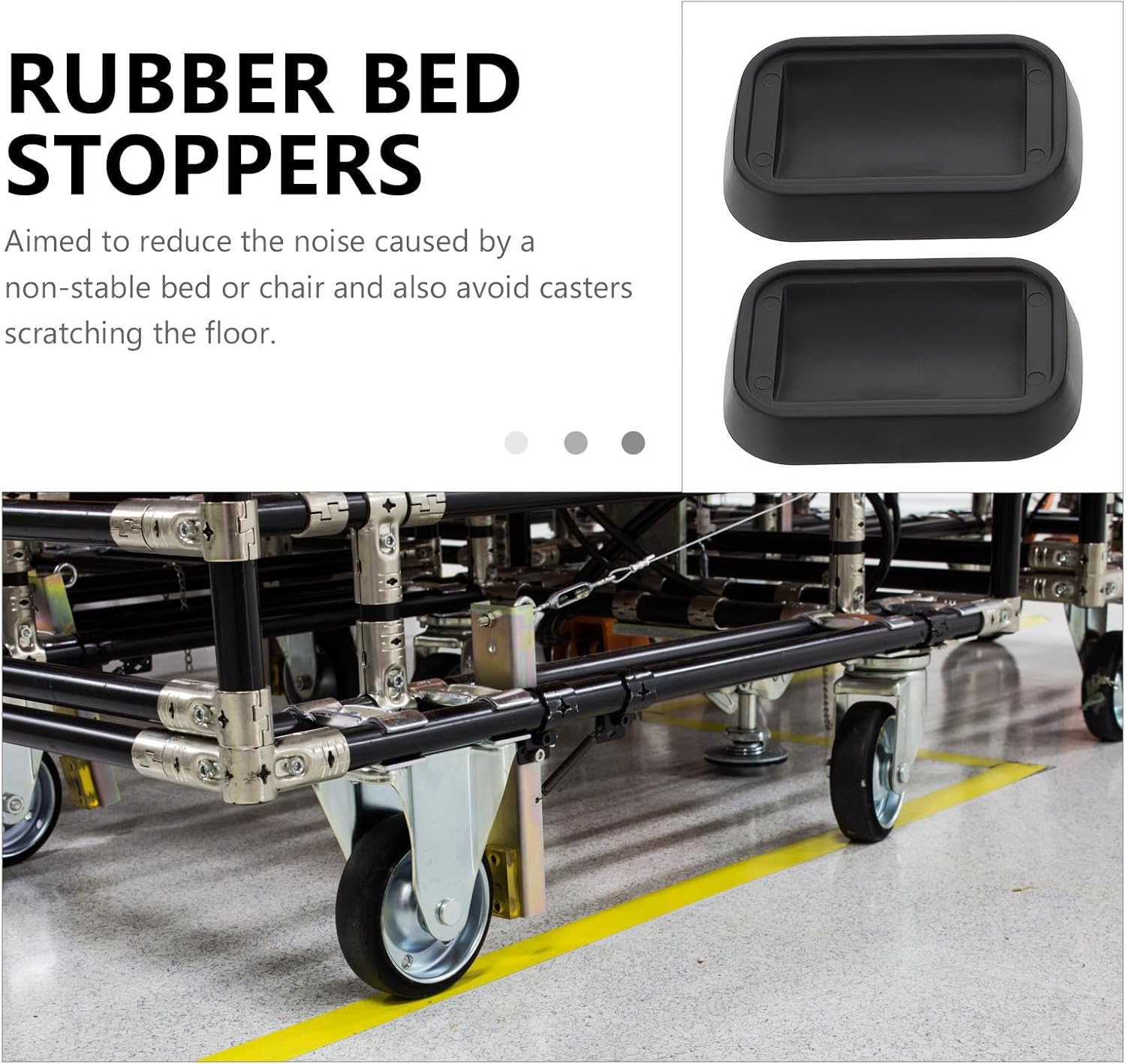 8Pcs Black Rubber Furniture Caster Cups Bed Stoppers for Hardwood Floor Furniture Wheel Stopper Anti-Slip Pads Leg Protectors