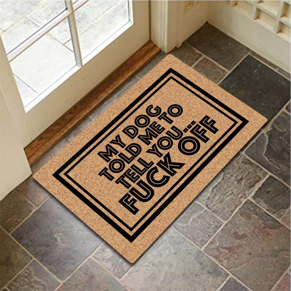 MjiejieM Funny Doormats Fuck Off Welcome Mat for Entrance Way Rubber Back for Front Door Indoor Outdoor Cute Rugs 23.6"(L) x 15.7"(W)