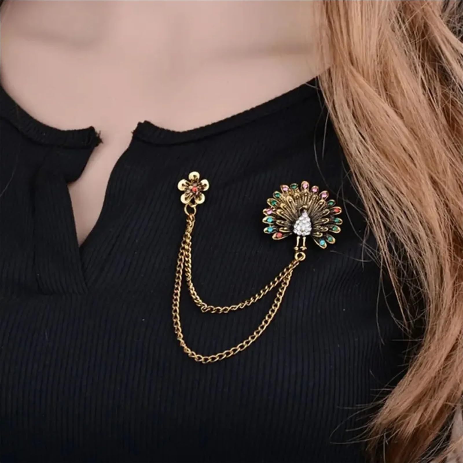 Cadena para broche, Broches de borlas vintage para mujer y hombre unisex para traje camisa cuello cadena solapa joyería retro para boda