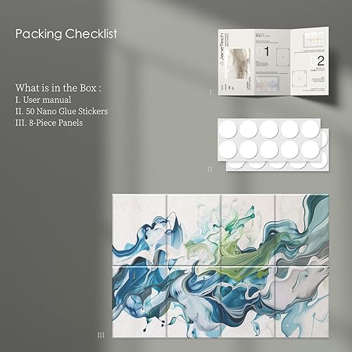 Miniatura 7 de Paquete de 8 paneles acústicos artísticos, paneles acústicos decorativos de 48 x 32 pulgadas, arte de pared absorbente de sonido con nano pegamento