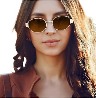 Roshfort Retro Oval Sunglasses for Men & Women UV400 Protection Trendy Sun Glasses Classic Shades (Italic - Medium) Price In India