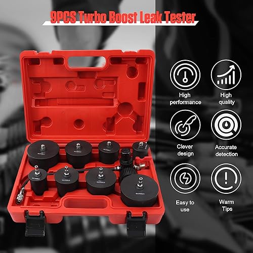 Miniatura 6 de Kit de prueba de fugas de Boost - Kit de prueba de fugas de Turbo Boost 9 piezas, probador de fugas del sistema Turbo con 4 pares de adaptadores
