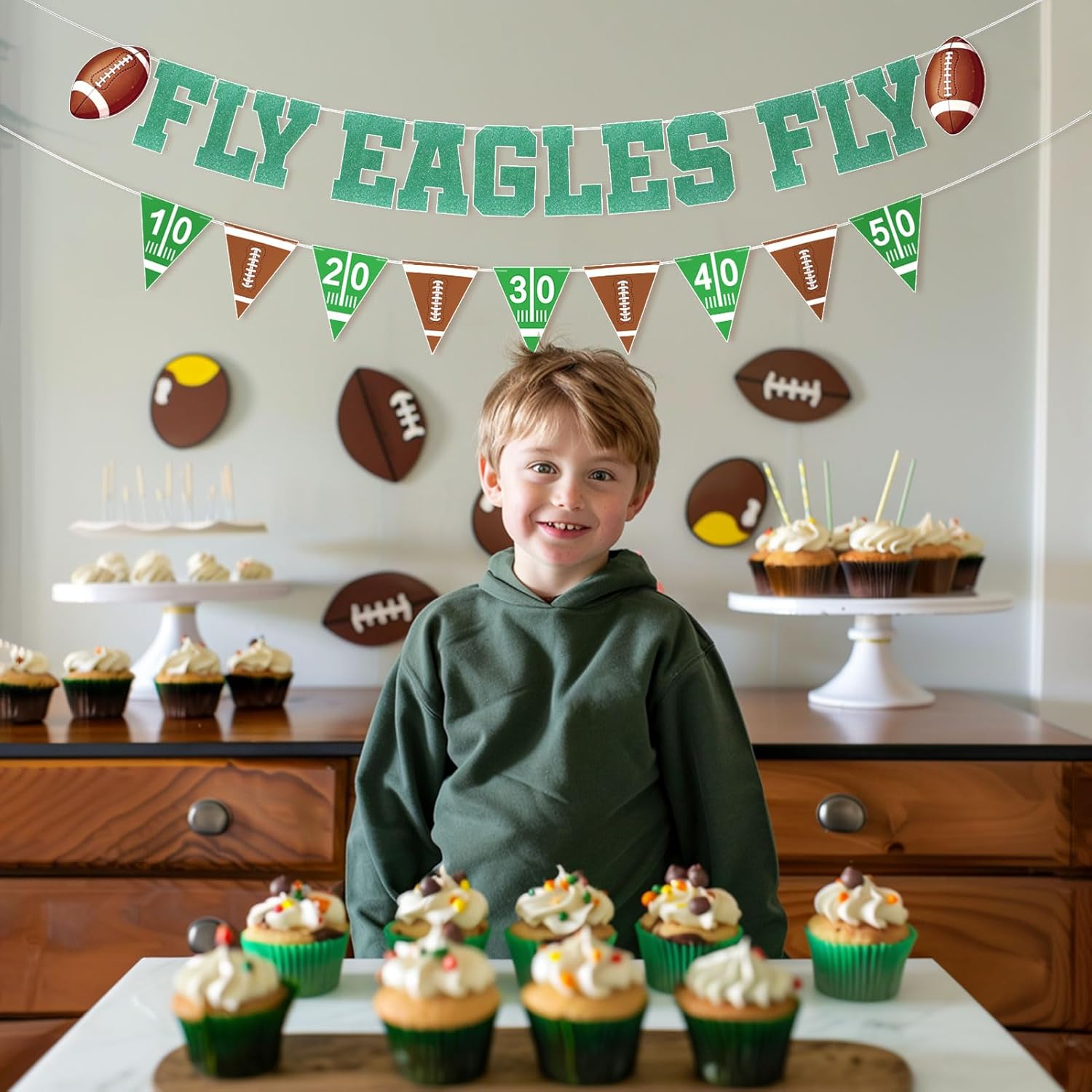 Pre-strung Fly Eagles Fly Banner Eagles Party Decorations Football Game Day Decor Football Birthday Party Decorations Bowl Game Themed Glitter Banner - Image 7