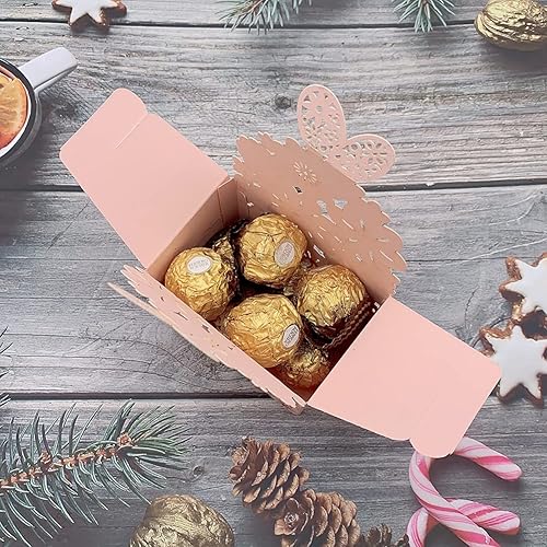 Miniatura 4 de Cajas de recuerdos de fiesta, cajas de dulces de flores y mariposas, cajas de dulces cortadas con láser, cajas de regalo rosas para bodas,