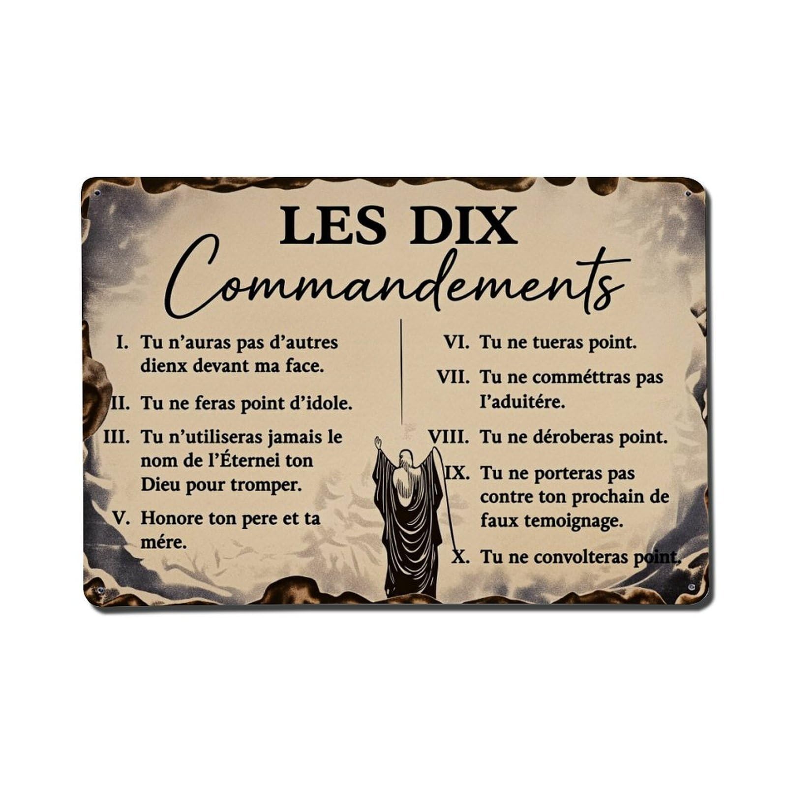 The Ten Commandments Pattern Print Tin Sign Vintage Metal Poster Retro Bar, Home, Man Cave, Kitchen, Laundry Room Wall Art Decor Gift 8x12 Inch