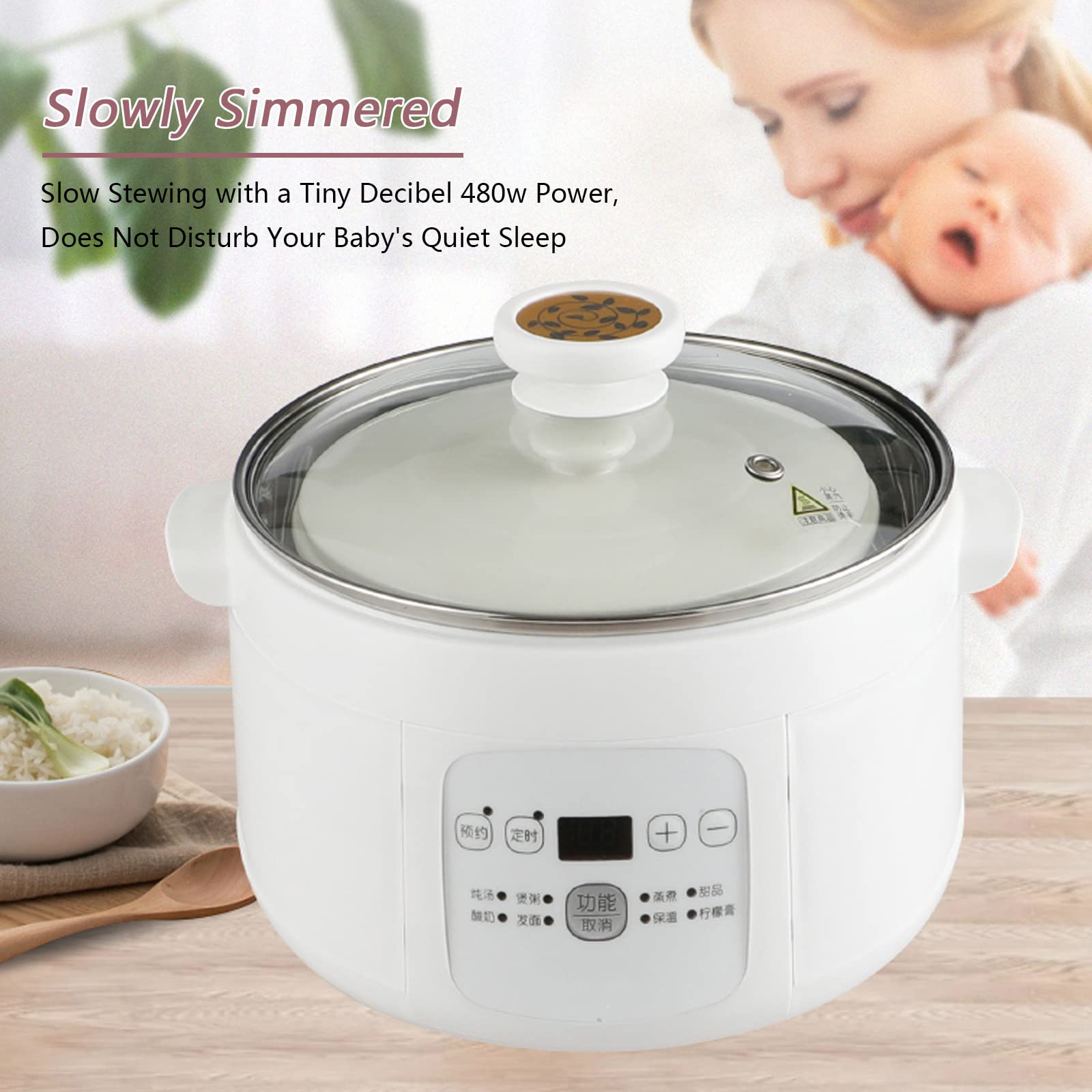 Stufato elettrico pentola a cottura lenta con rivestimento in ceramica da 3,5 l, pentola multifunzione per uso domestico Utensili da cucina professionali con funzione di appuntamen