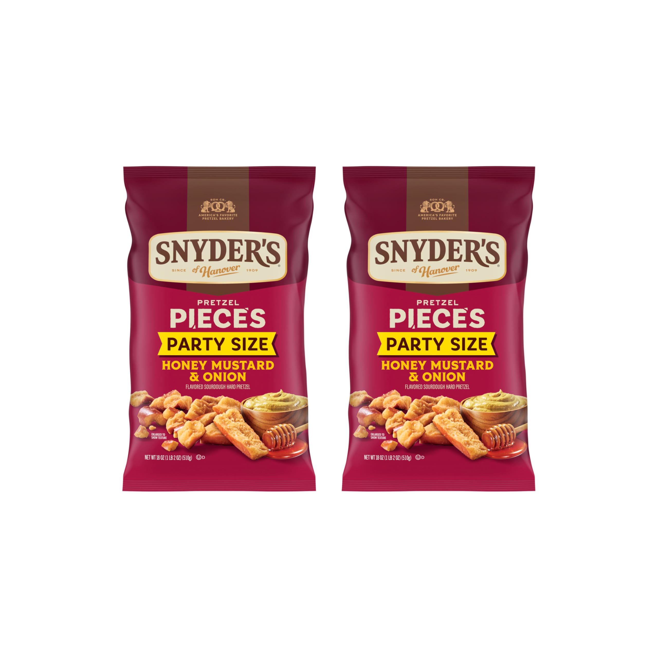 Honey Mustard & Onion Flavored Pretzel Pieces, 18 Oz Bag (Pack of 2)