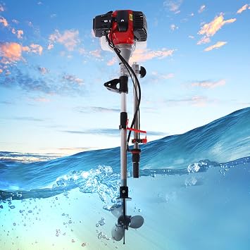 Outboard Boat Engine Motor 2 Stroke Outboard Motor Boat Engine 52CC 2.3 HP Outboard Boat Motor Marine Inflatable Fishing Boat Outboard Engine Motor Forced Air-cooling System