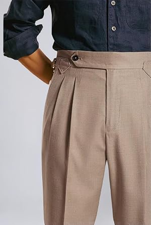 Men's Pants Classic Fit High Waisted Pleated Pants for Men Flat Front Slacks for Men Suit Trousers