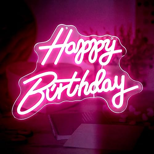 Letrero grande de neón de feliz cumpleaños, letreros LED para decoración de pared, letreros iluminados para decoración de pared, luces de fiesta de disponible en Yaxa Peru
