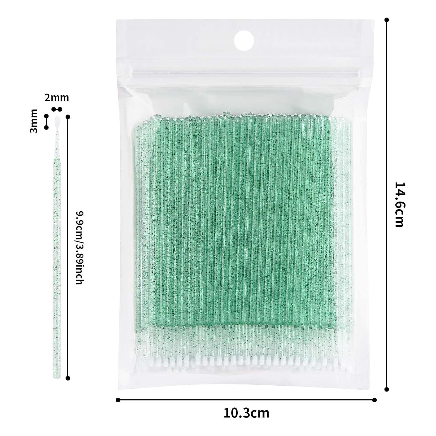tifanso 400PCS Micro Brushes, Microswabs for Eyelash Extensions Disposable Microbrush Applicators Makeup Micro Applicator Brush with Crystal Wands(Head Diameter: 2.0mm) (Purple and Green)