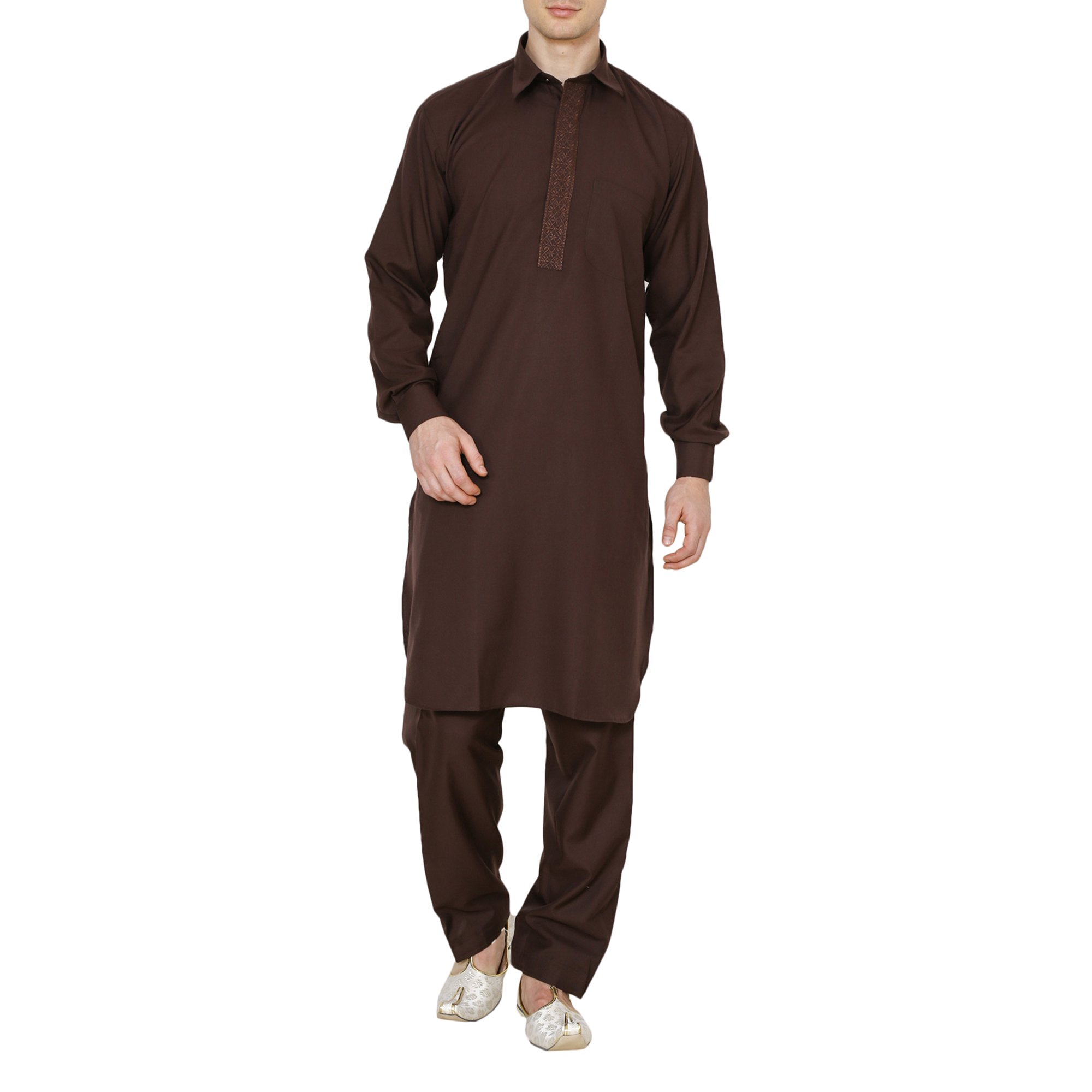 royal kurta Men's Cotton Blend Pathani Kurta Salwar-picture-28