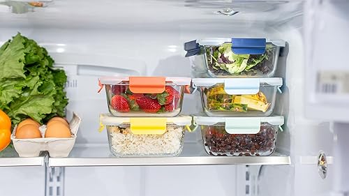 Miniatura 4 de Paquete de 5 recipientes de vidrio de almacenamiento de alimentos de 36 onzas con tapas, recipiente de vidrio de borosilicato para preparación de