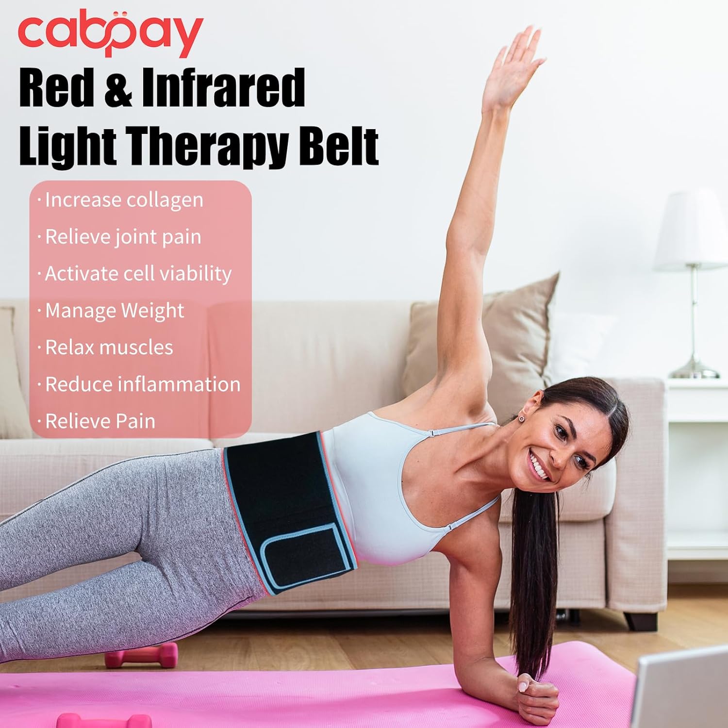 Red & Infrared Light Therapy Belt for Pain Relief Flexible Wearable Wrap Deep Therapy Pad with Timer for Back Shoulder Joints Muscle Pain