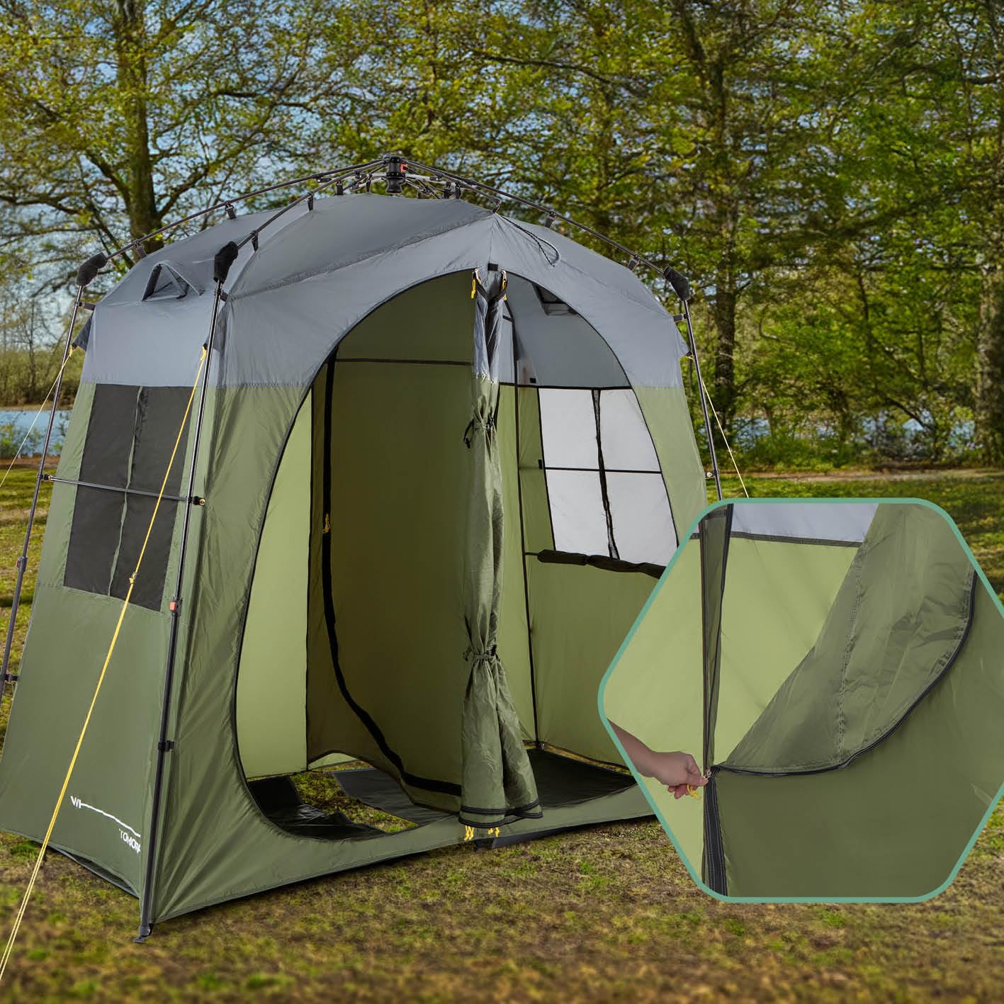 Where Tomorrow Tente de Douche Pop-up pour 2 Personnes | Toilettes de Camping et vestiaire pour l'extérieur et Les Festivals | Légère et imperméable | Douche Mobile avec cloison | Tente à Lancer