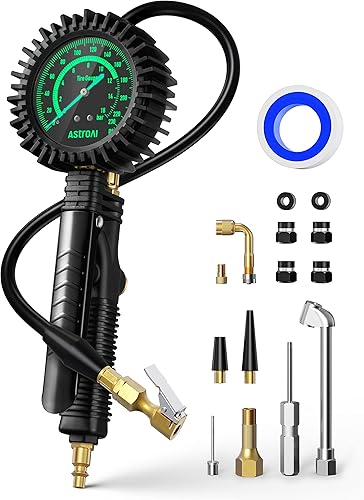 AstroAI Inflador de neumáticos actualizado 2023 con manómetro de 230 PSI, precisión ANSI B40.1, esfera brillante grande de 2.6 pulgadas de fácil
