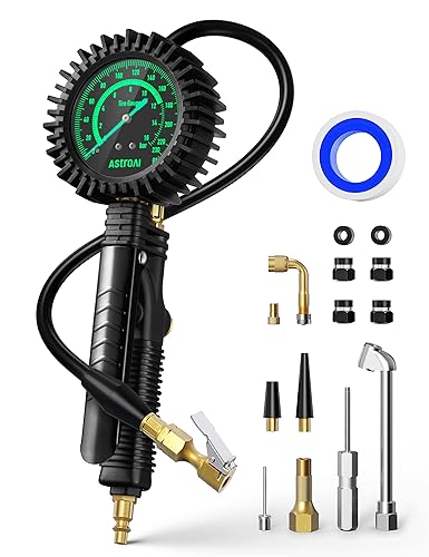 AstroAI Inflador de neumáticos actualizado 2023 con manómetro de 230 PSI, precisión ANSI B40.1, esfera brillante grande de 2.6 pulgadas de fácil