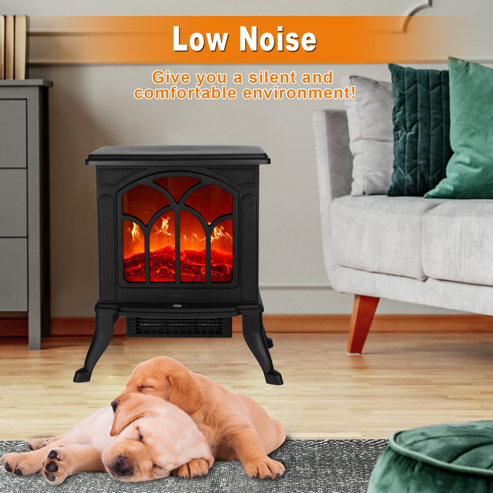 VIZTY Electric Fireplace Heater, Freestanding Fireplace Mantel with