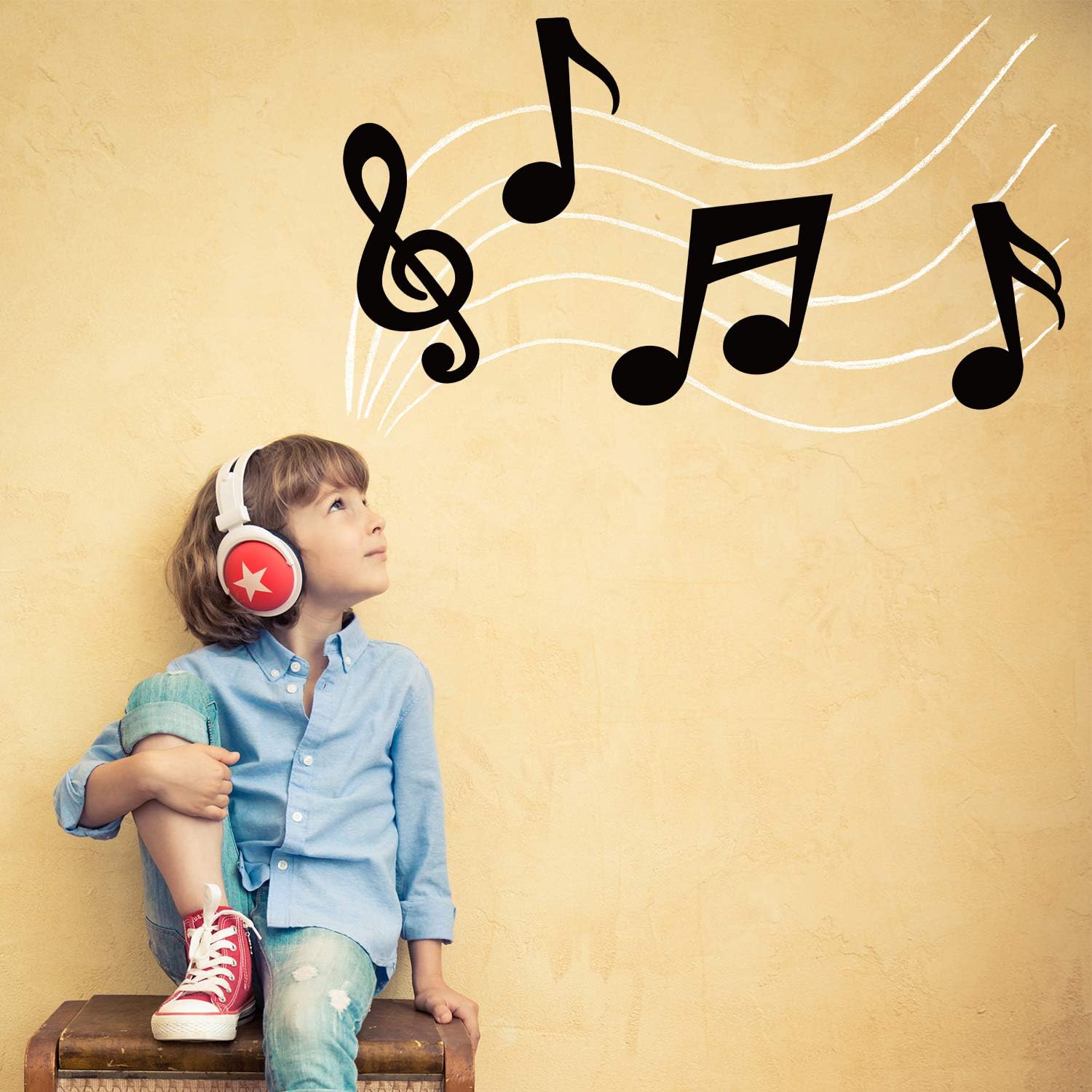 40 Pieces Music Notes Cutouts Music Party Decorations Musical Notes Silhouette for Music Concert 50's Theme Party Birthday Party Baby Shower School Bulletin Board Craft Home Wall Decor