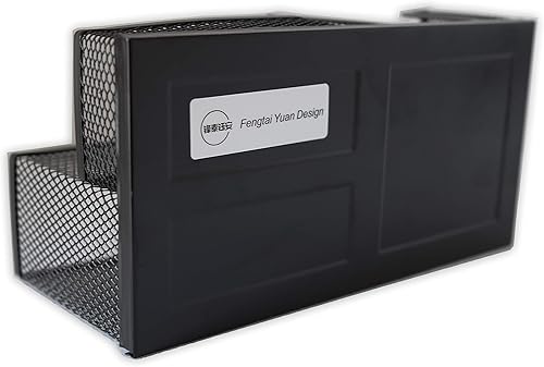 Miniatura 9 de Fengtaiyuan T10, rotación de 360 grados, soporte de malla de alambre de metal negro, organizador de escritorio, caja de almacenamiento de oficina