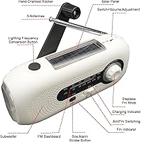 Vista 6 de Hand Crank Weather Radio, Flashlight with Hand Crank and Solar Radio, LED Light Radio with 2000mAh Weather Alert, SOS Alarm AMFM Weather Radio