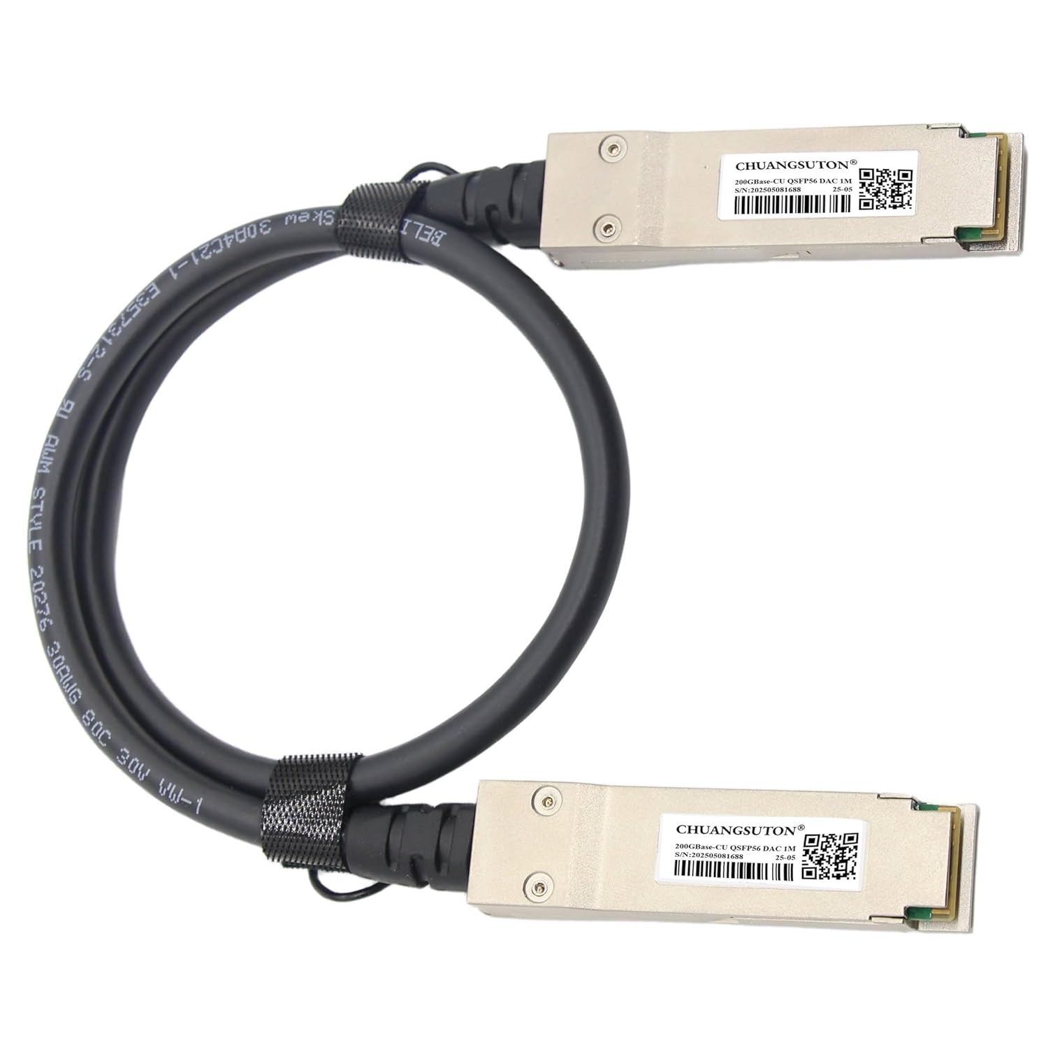 200G QSFP56 to QSFP56 PAM4 DAC Cable Ethernet Passive Direct Attach Copper Twinax Cable Compatible with NVIDIA/Mellanox MCP1650-V00AE30 (0.5m / 1.64ft)