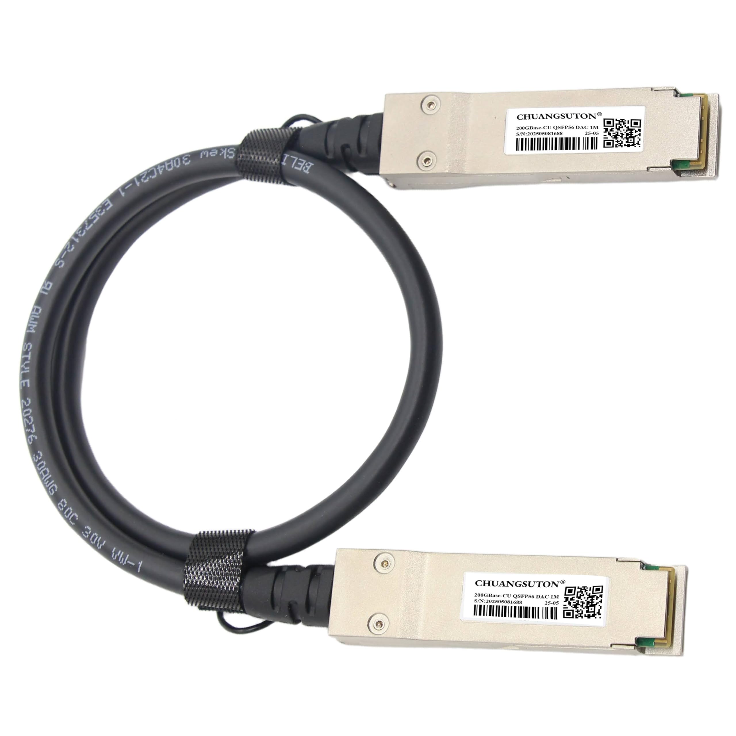 200G QSFP56 a QSFP56 PAM4 DAC Cable Ethernet pasivo de conexión directa de cobre Twinax compatible con NVIDIA/Mellanox MCP1650-V00AE30 (0,5 m)