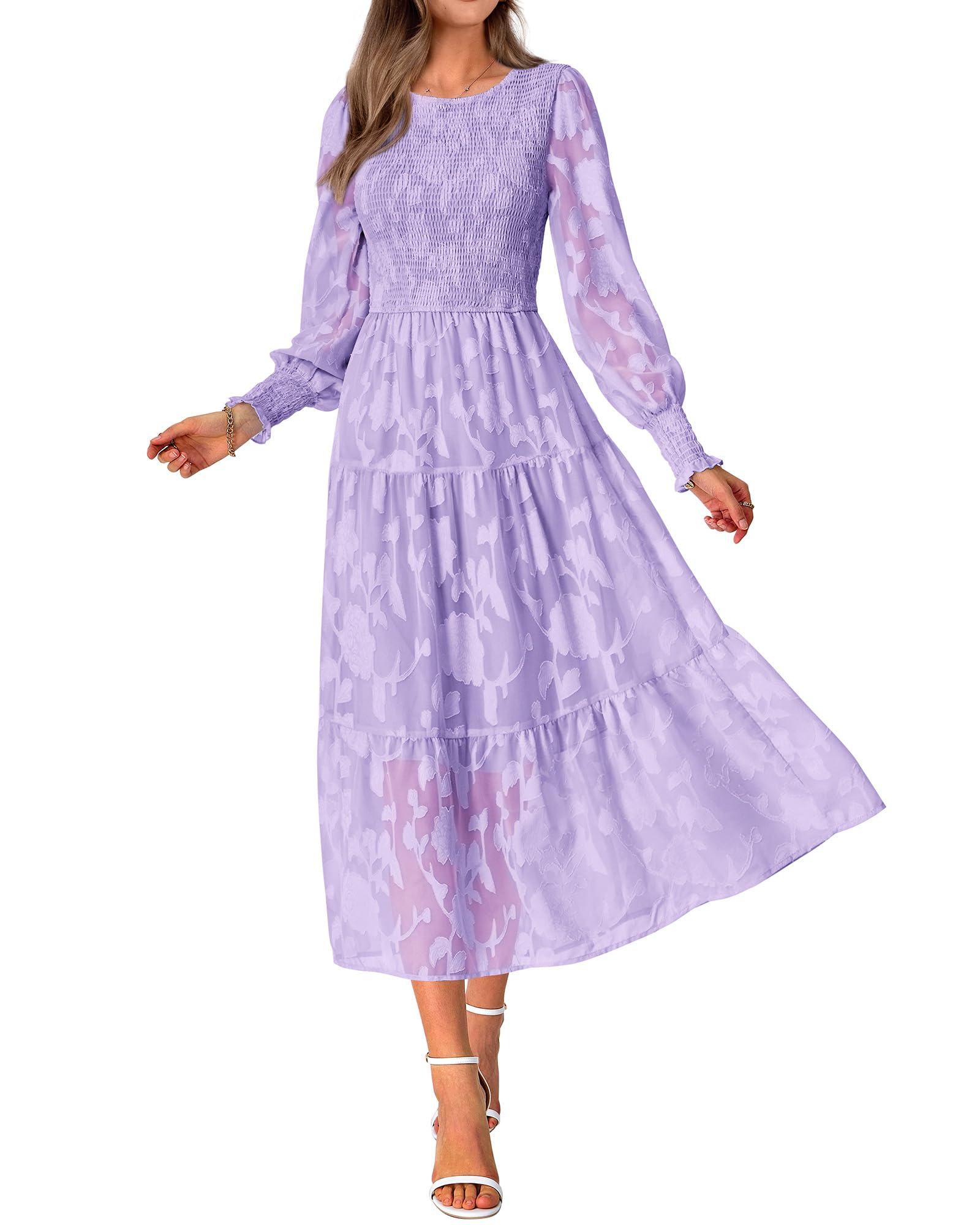 BTFBM Wedding Guest Dresses for Women Spring Fashion 2026 Casual Long Sleeve Floral Maxi Boho Homecoming Dress