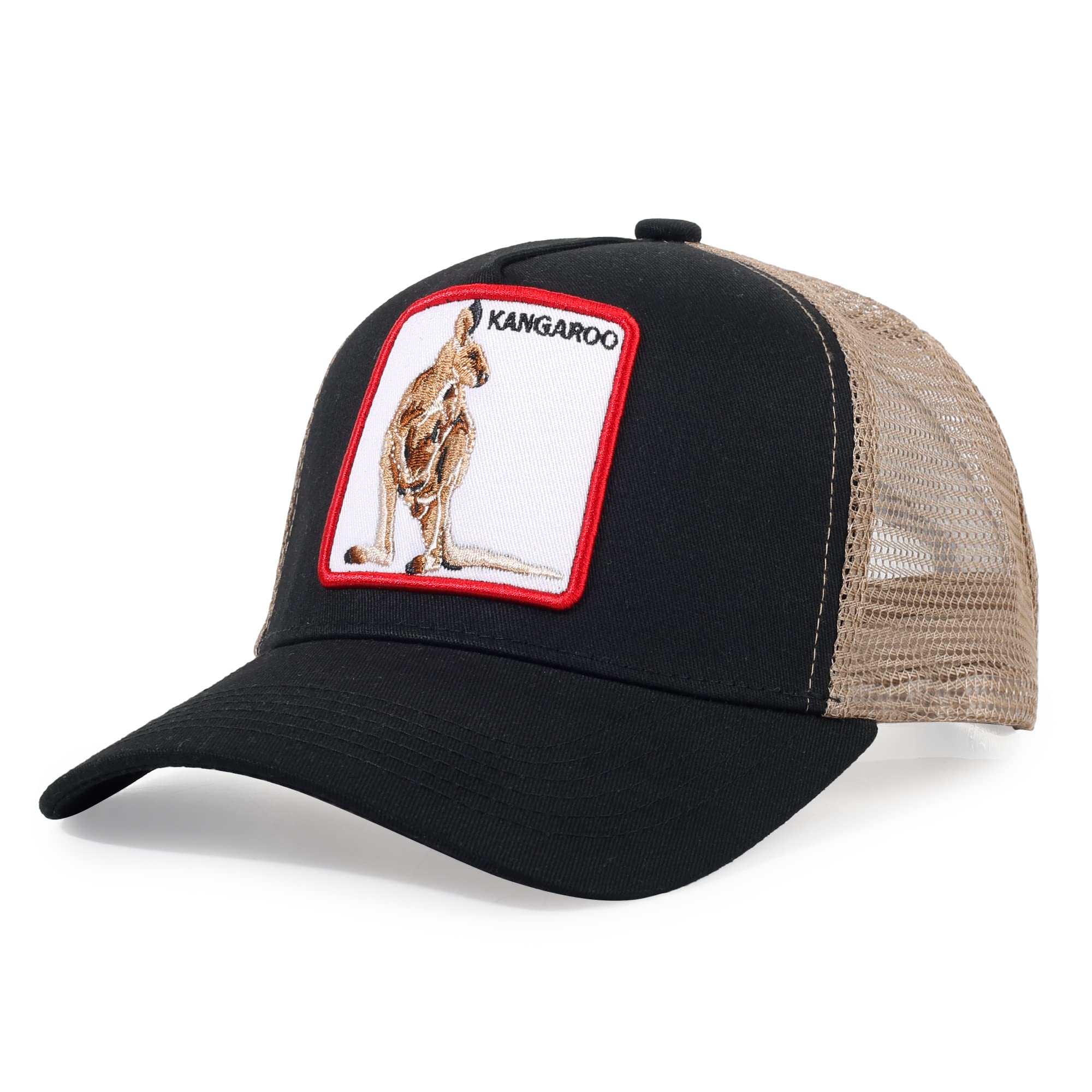 BeorndmyTrucker Hat Men Animal Snapback Hats Adjustable Embroidered Baseball Cap Mesh Breathable Square Patch Women Caps