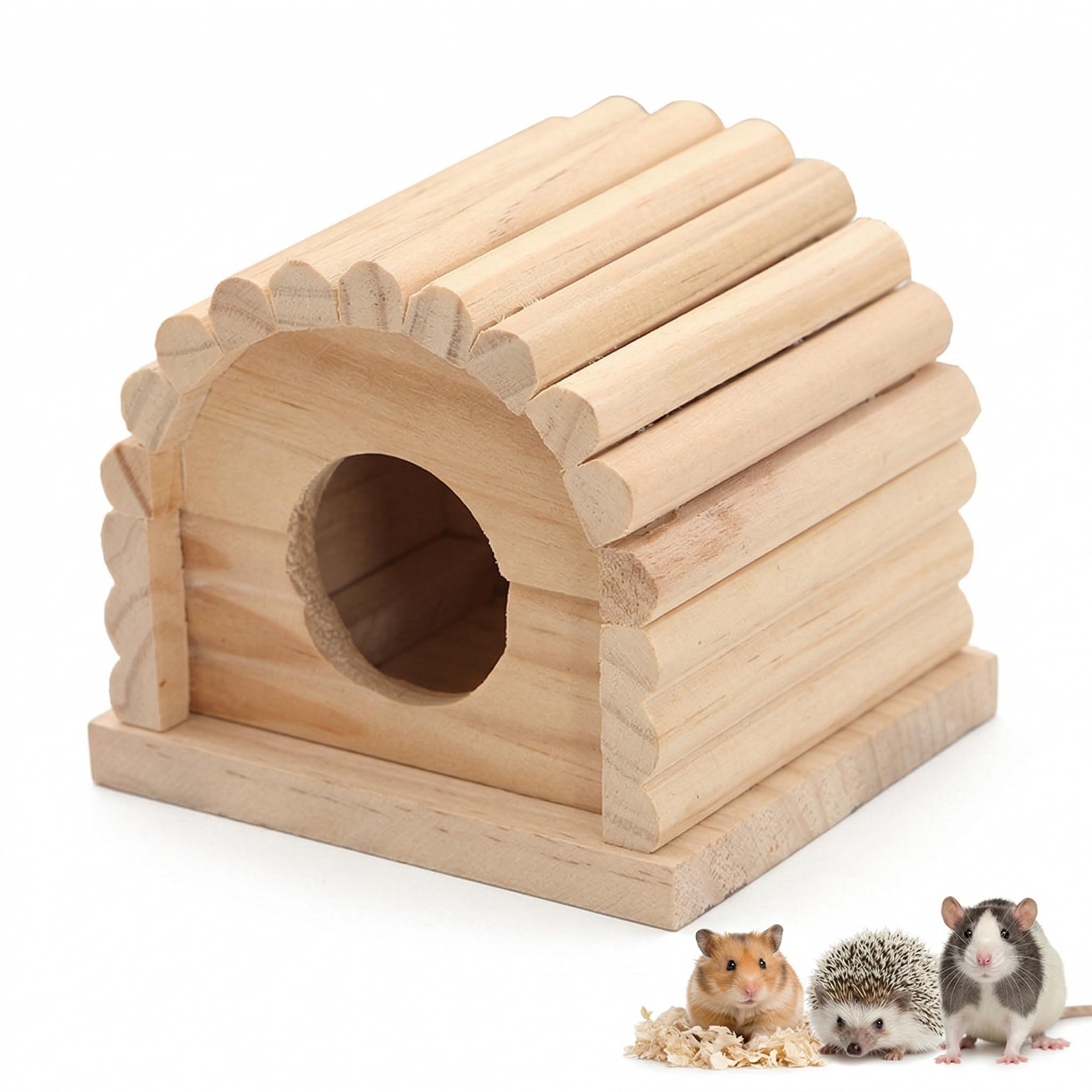 Yardwe Hamsterhaus aus Holz 10x10x9cm, Natürliches Hamster Versteck für Zwerghamster und Mäuse, Kleintierhaus Hamsterzubehör für Nagarium Terrarium