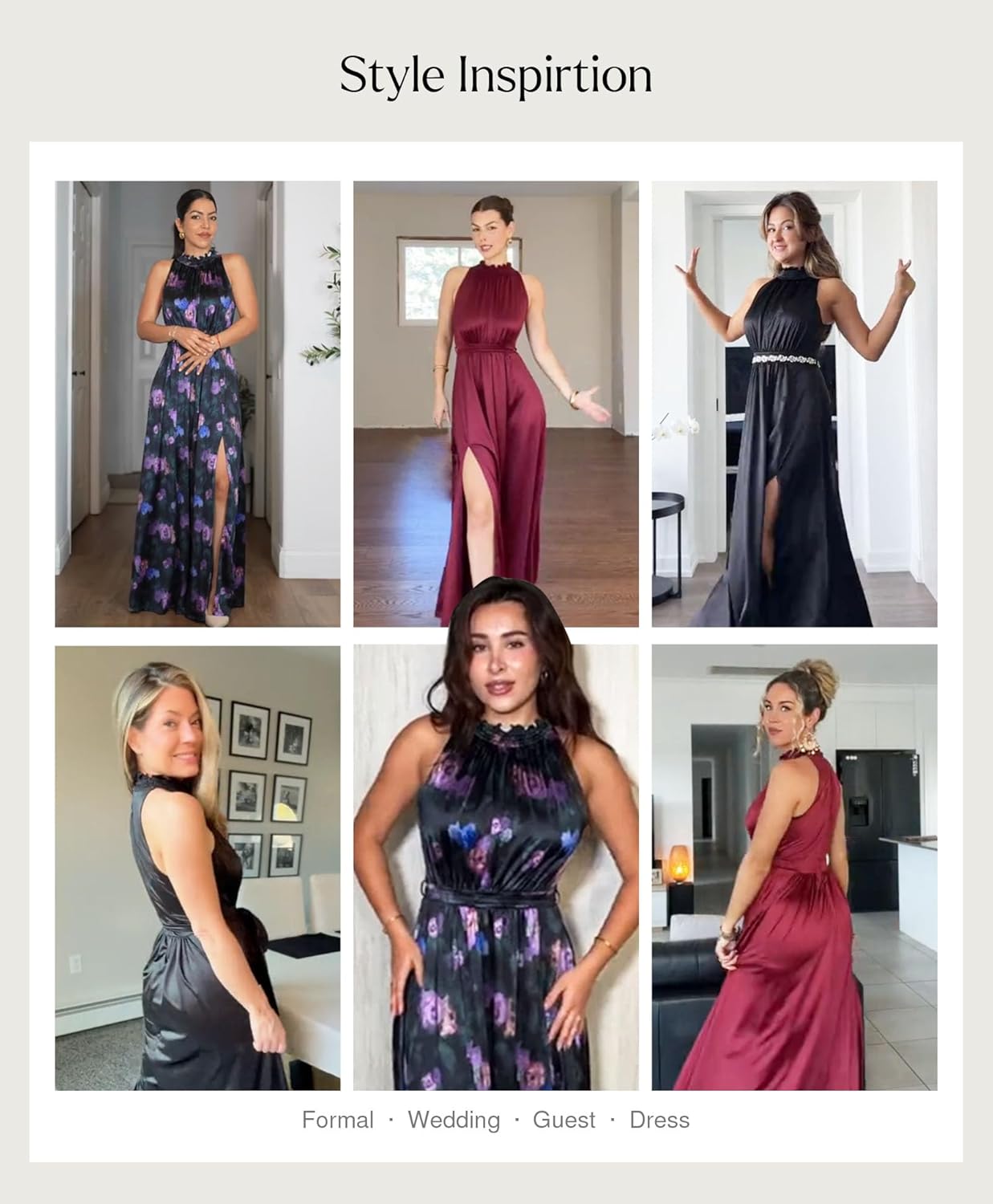 Popilush Wedding Guest Dress Formal Dresses for Women Shapewear Bodycon Fall Long Halter Cocktail Maxi Dress - Image 2