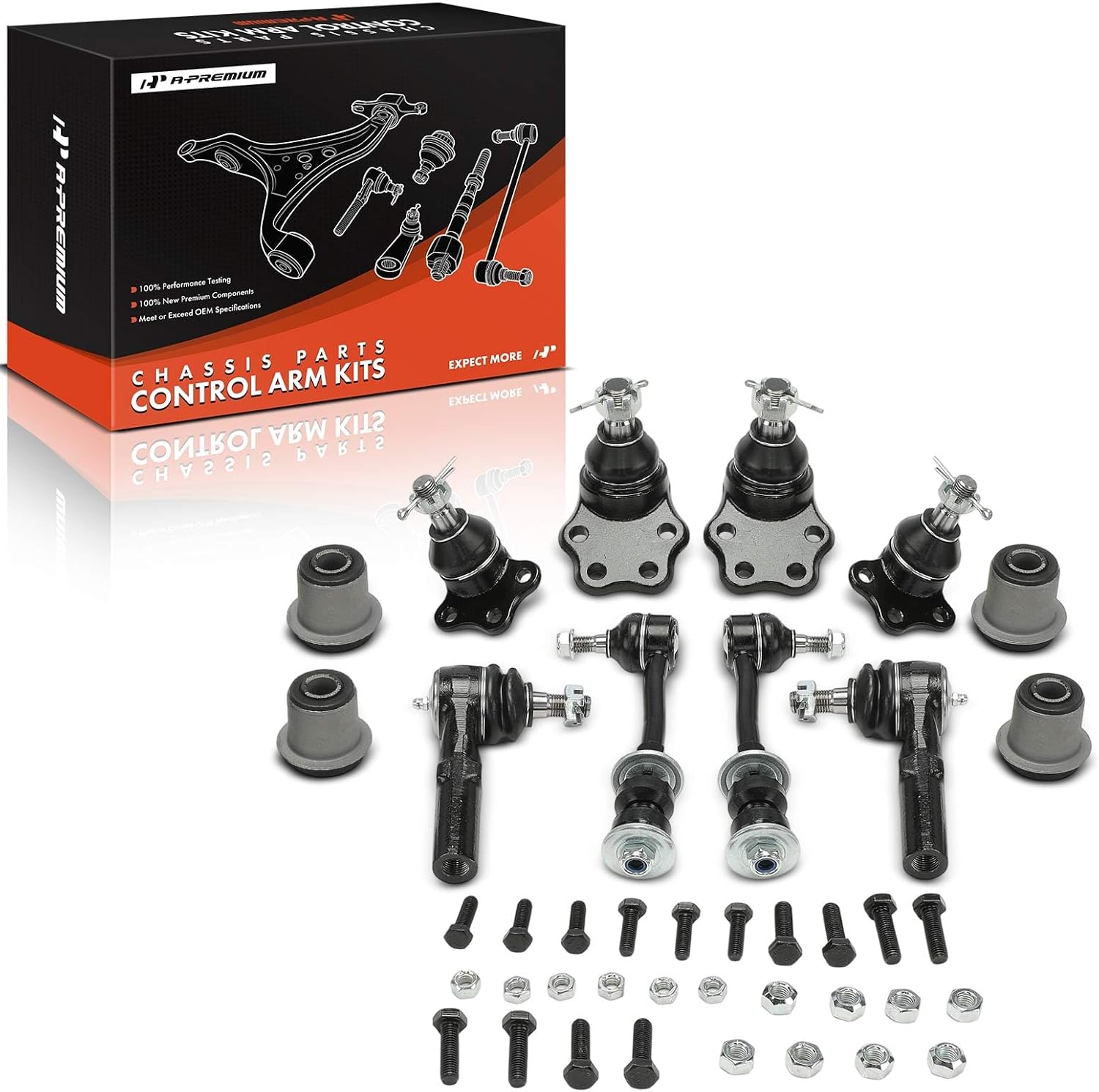 A-Premium Set of 10, Front Sway Bar Link, Upper & Lower Ball Joint, Outer Tie Rod End, Compatible with Dodge Durango 1999, Dakota 1997-1999, RWD Only