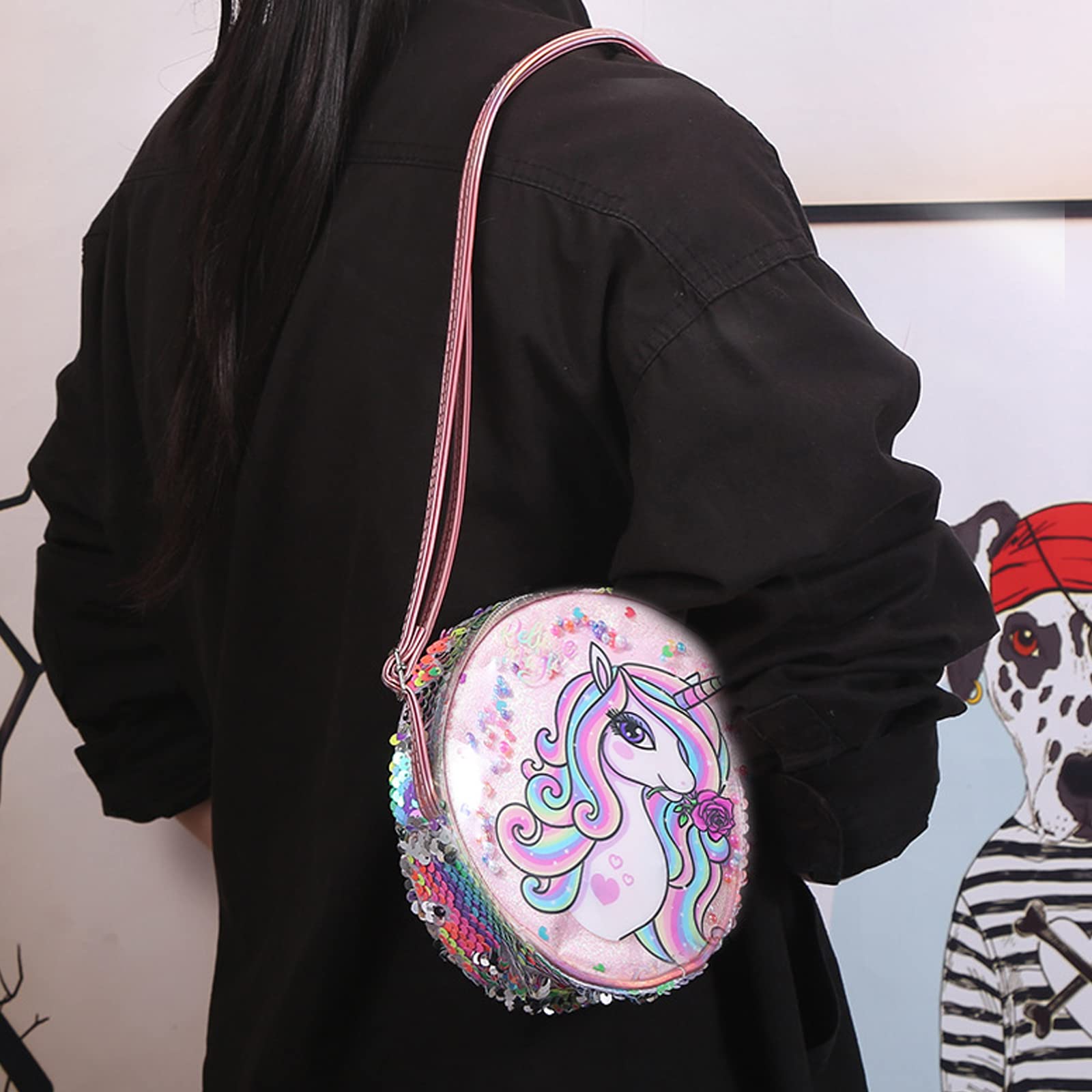 Bolso Bandolera Unicornios para Niñas, Unicornio Mochila Lentejuelas Niña, Bolso Mochila Unicornio Niña, para Compras, Viajes y Turismo