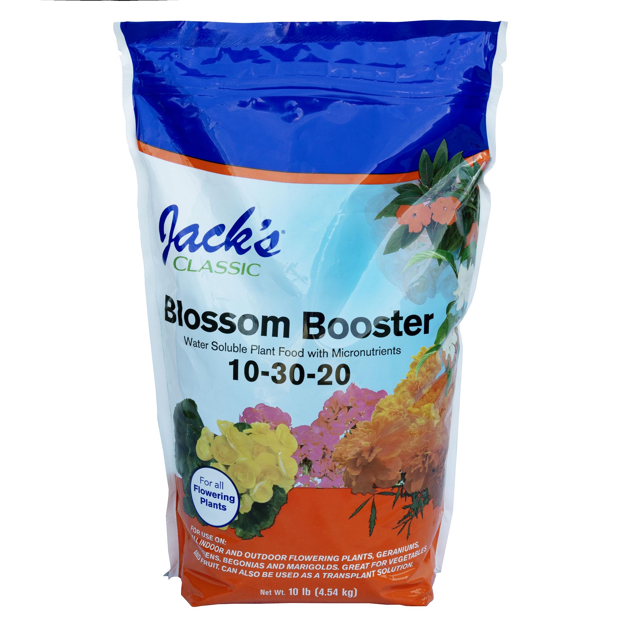 10-30-20 Blossom Booster Water-Soluble Fertilizer with Micronutrients for Increasing Color and Quantity of Blooms in Flowering Plants, 10lbs