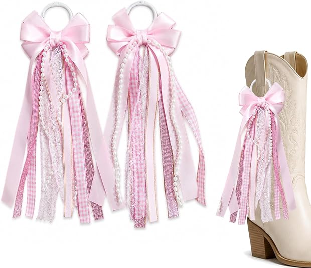 HTWO Pink Ribbon Bow Boot Charms: Affordable Glam for Cowgirl Boots