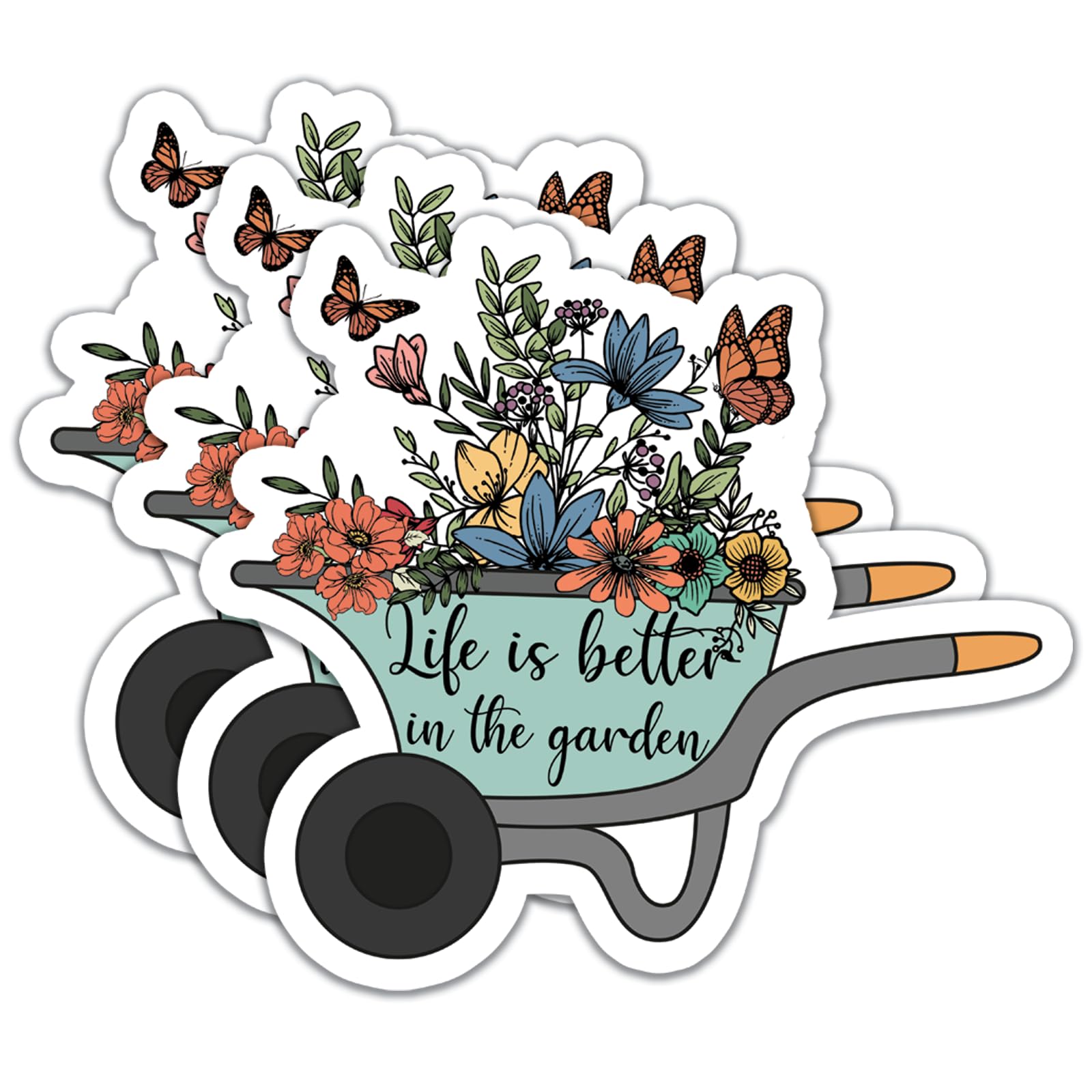 Photo 1 of (3Pcs) Life is Better in The Garden Stickers Motivational Quotes Stickers Decal Waterproof Vinyl Stickers Adult for Laptop Kindle Car Tumbler Water Bottle Mug Phone Notebook Helmet Size 3”x2.7”