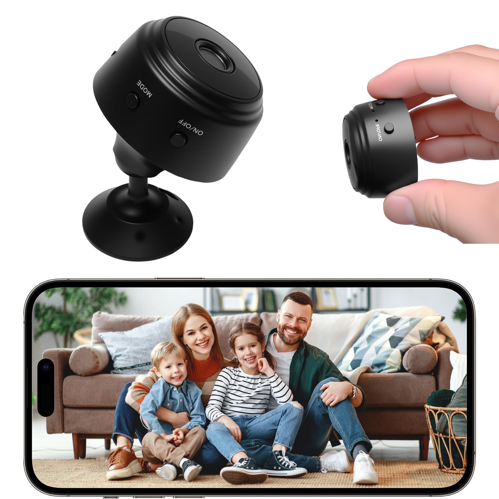 Cámara espía WiFi 4K 1080P Full HD Mini cámara espía cámara de vigilancia interior con APP ángulo de 150° exterior inalámbrico con visión nocturna grabación WiFi a distancia discreta (2,4 Ghz)