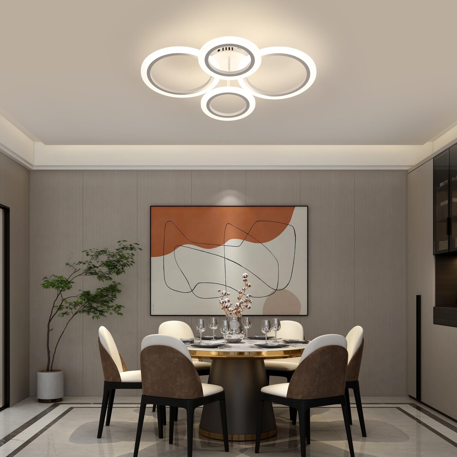 DELIPOP Plafon LED Techo Redondo Regulable, 32W 3600LM Lámpara de Techo | Iluminación de Techo con Mando para Dormitorio Sala de Estar, Blanco, 3000K-6500K