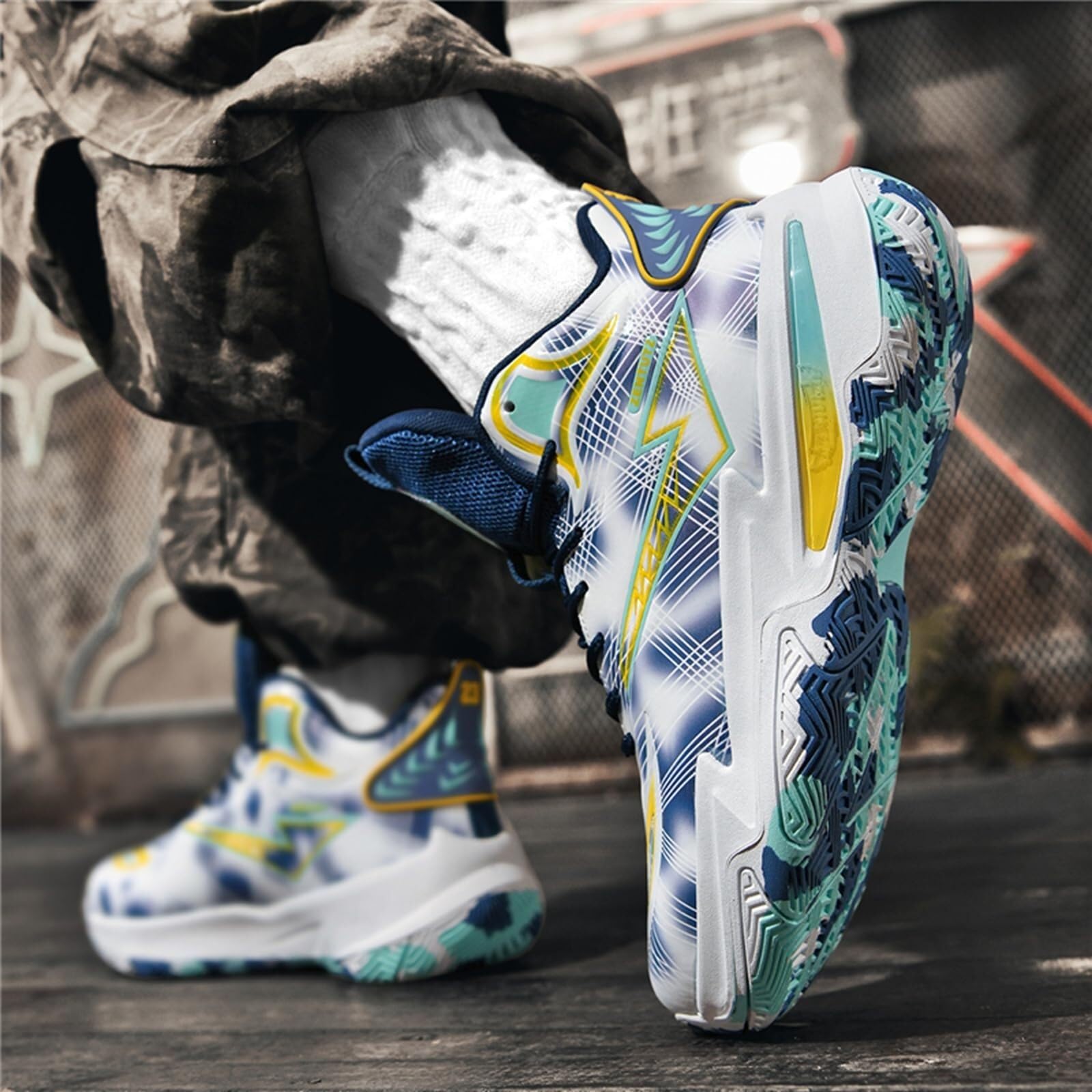 Scarpe da Basket da Uomo con Cinturini, Leggere, Antiscivolo, ammortizzanti, Resistenti all'Usura, Scarpe Sportive alla Moda
