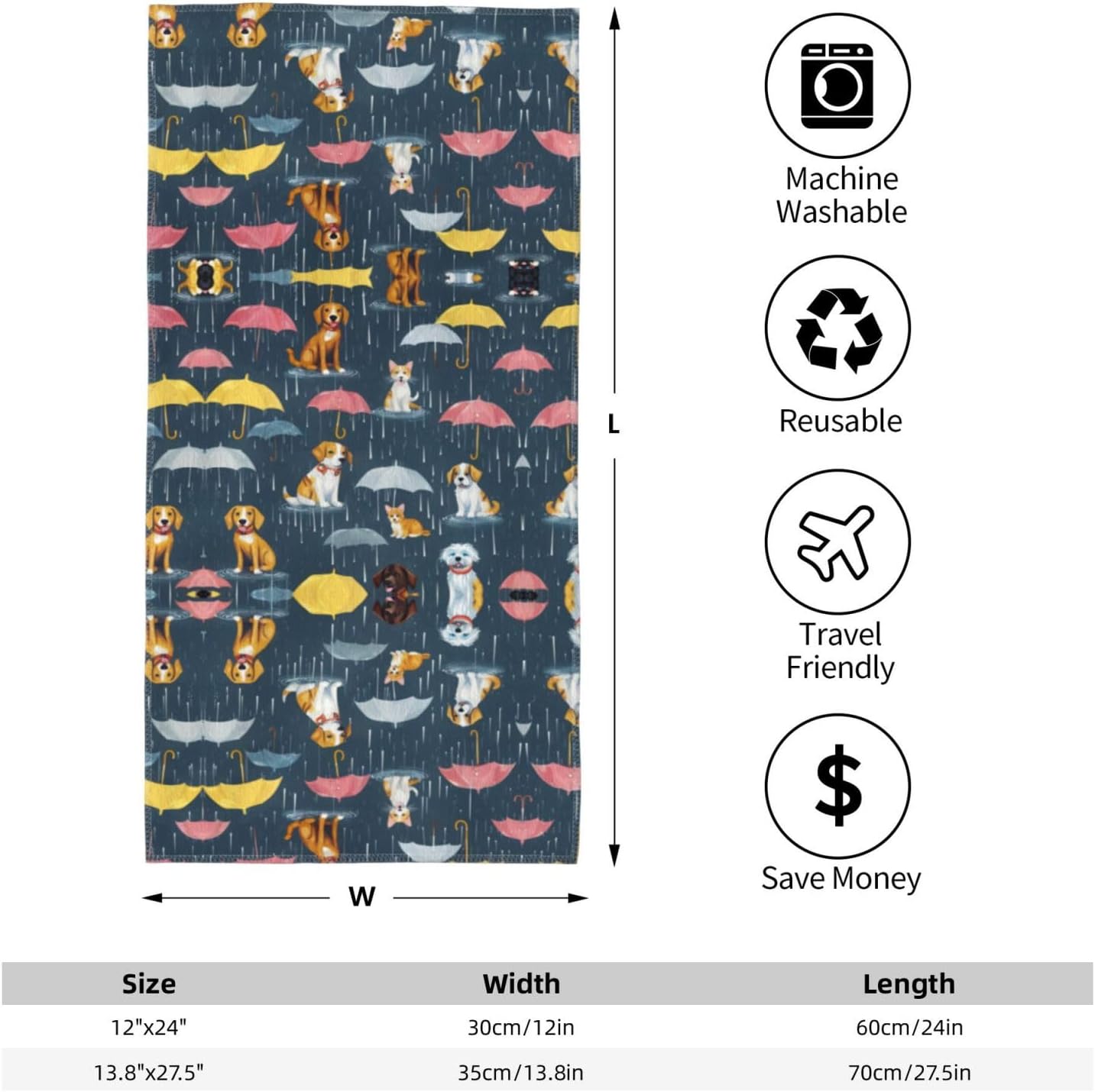 Raining Cats & Dogs Print Hand Towels for Kitchen, Decorative Bathroom Towels Decor Farmhouse Cute for Men Women Gifts