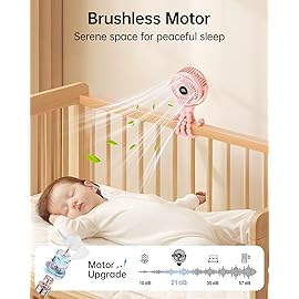 Bearwind Mini Portable Stroller Fan for Travel,360 Rotation,4-Speed LED Night Light Clip on Fans Operated by Rechargeable Battery, Cordless Fan with Tripod Car Seat Baby Pram (Pink)