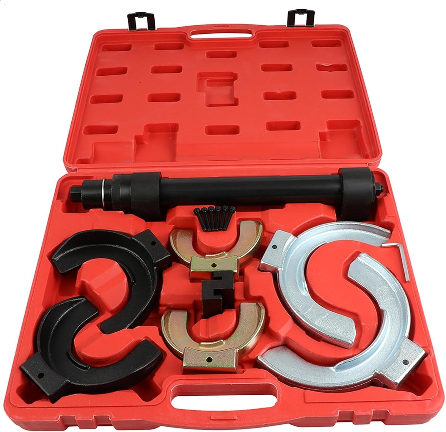 Strut Spring Compressor Set,Spring Compressor Tool,Interchangeable Fork Strut Coil Extractor Remover Tool with Carrying for Case