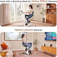 Vista 3 de Office Exercise Bike Desk Chair,330 lbs Heavy Duty Under Desk Bike with 9-Level Height Adjustable Seat 24.4"-33.8",8-Level Resistance & Rolling