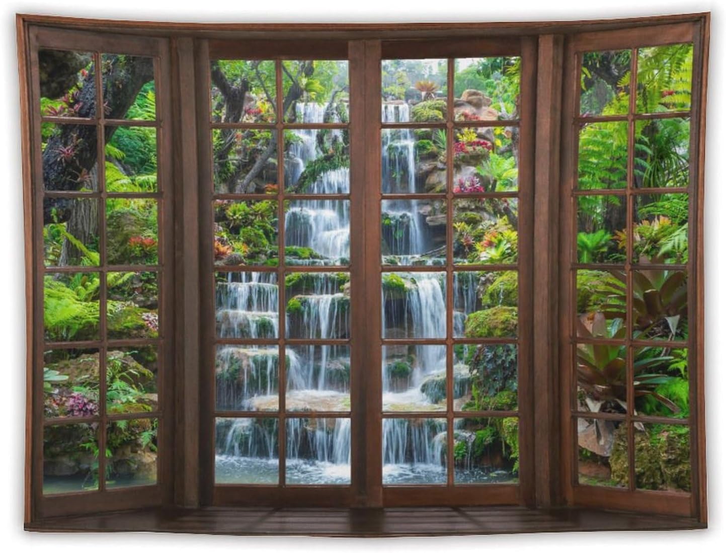 ZhiRain Natural Waterfall Tapestry Wall Hanging Beautiful Green Forest Garden Scenery Tapestries Home Decor for Living Room Bedroom Apartment Farmhouse Dorm 60"x80"