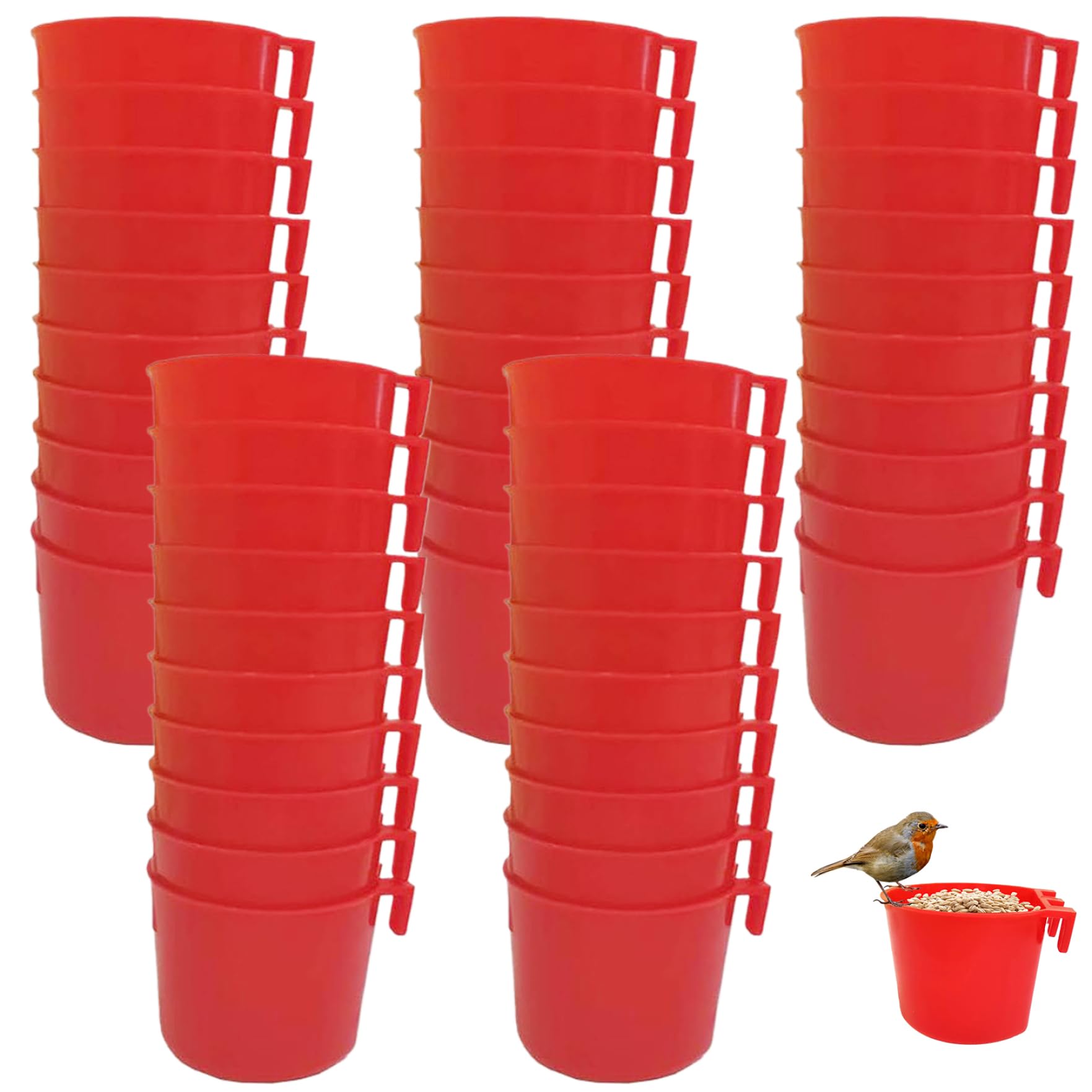 Suministros de Gallo de Juegos de alimentación de Palomas, alimentador de plástico de 50 Piezas de plástico, alimentador de Pollo Colgante, Suministros de alimentación y riego de Aves fácil