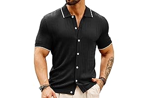 Men's Knit Mesh Polo Shirt Breathable Casual Button Down Shirts
