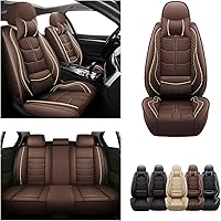 Vista 48 de URINOVET Funda de cuero para asiento de automóvil, fundas de asiento de lujo impermeables para KIA Forte Koup 2010-2016 (juego completo, café)