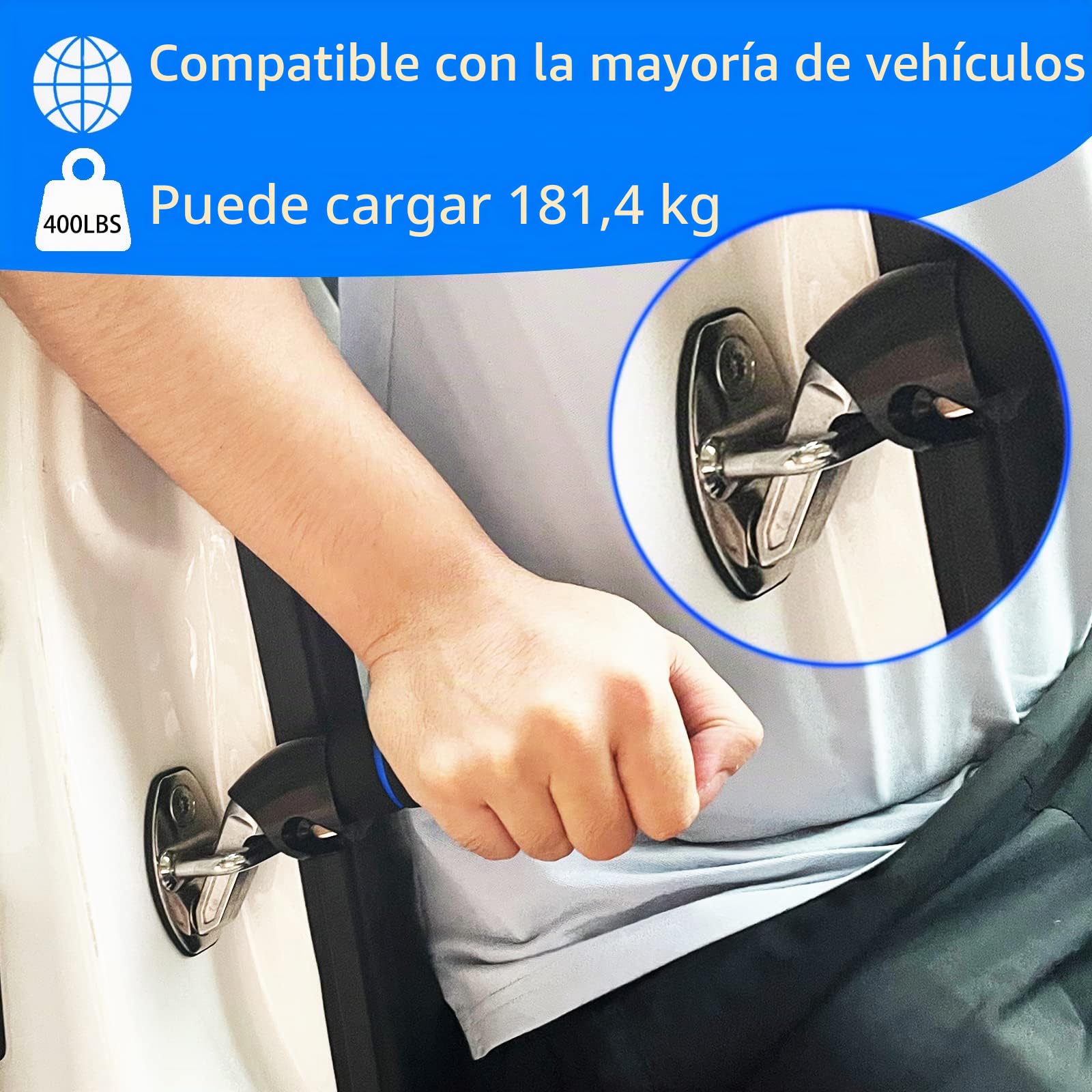KOUNATSURI 2Pack Manija de Puerta de Coche para Ancianos Manija de Soporte de Ayuda Manija Multifunción Manija de Pestillo de Puerta de Coche para Ancianos y Minusválidos Azul