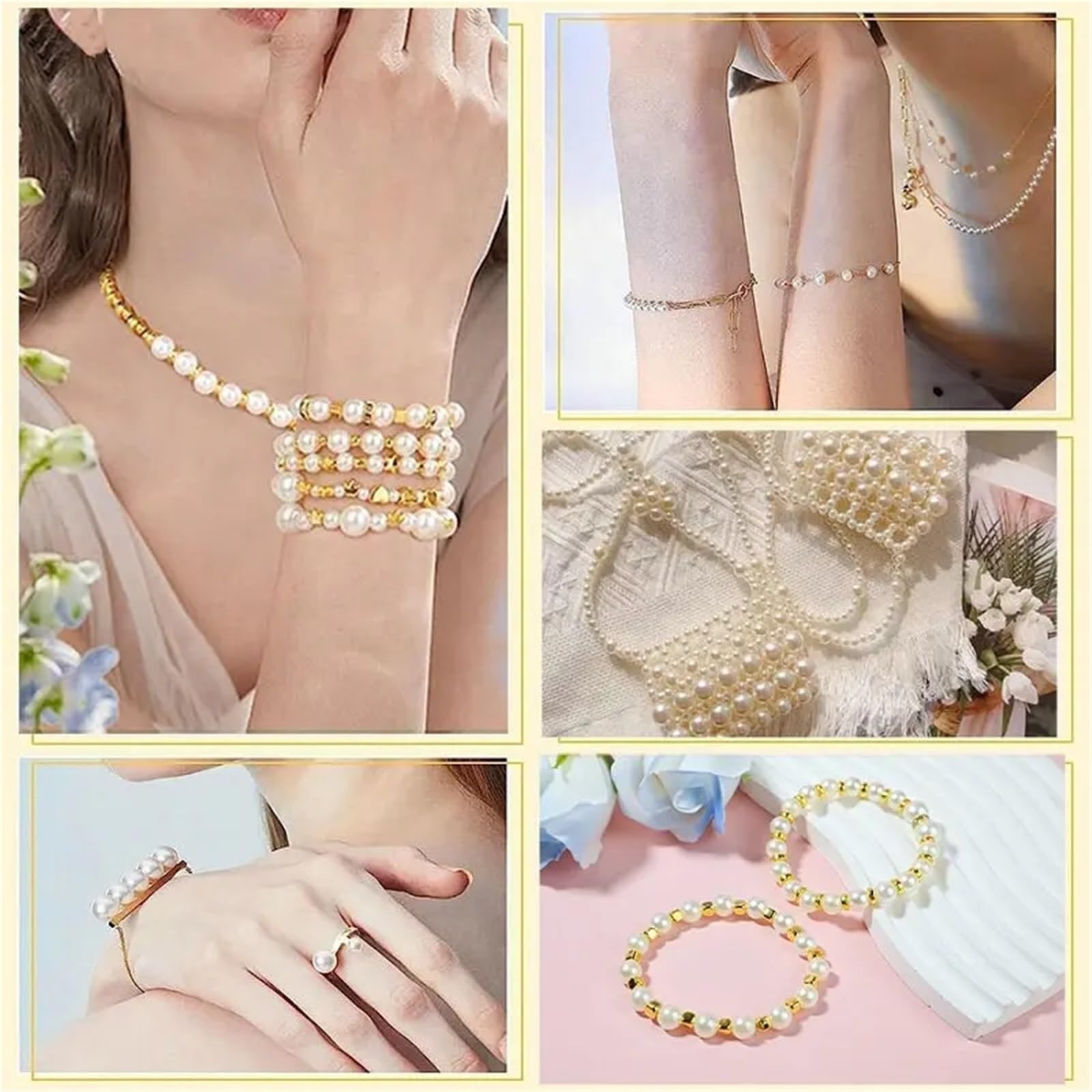 Armband Bastelset Goldene Abstandsperlen for die Herstellung von Armbändern, verschiedene DIY-Perlen, Acryl-Alphabet-Perlen-Set for Schmuckherstellung(Color 2)